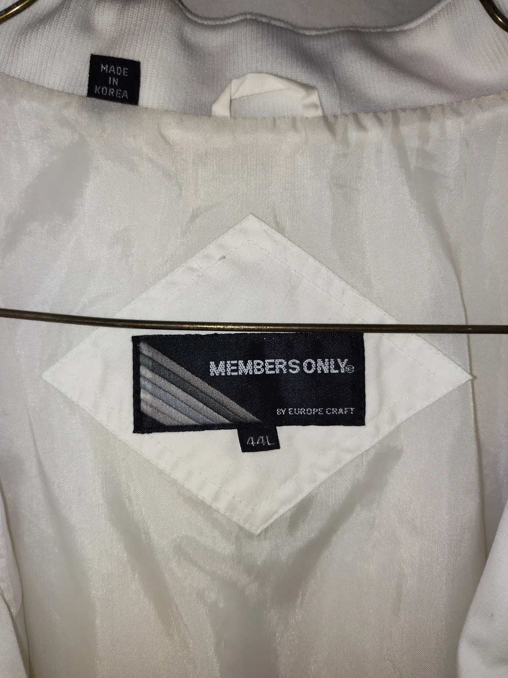 Members Only White Bomber Jacket with Chest Logo